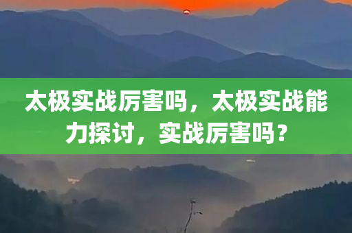 太极实战厉害吗，太极实战能力探讨，实战厉害吗？