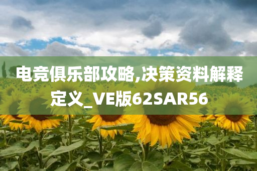电竞俱乐部攻略,决策资料解释定义_VE版62SAR56