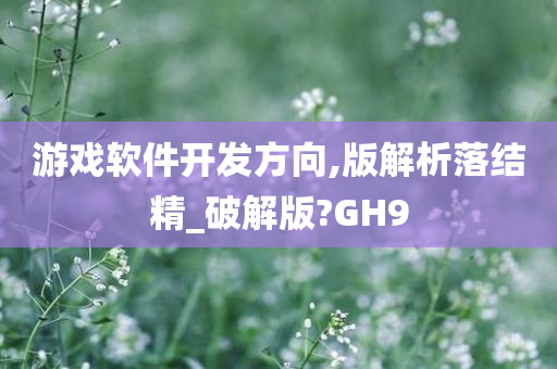 游戏软件开发方向,版解析落结精_破解版?GH9