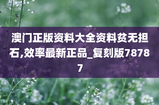 澳门正版资料大全资料贫无担石,效率最新正品_复刻版78787