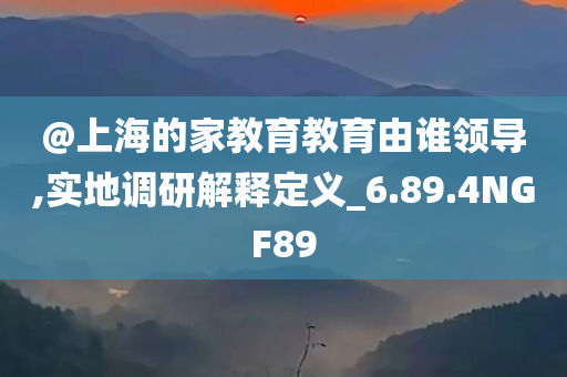 @上海的家教育教育由谁领导,实地调研解释定义_6.89.4NGF89