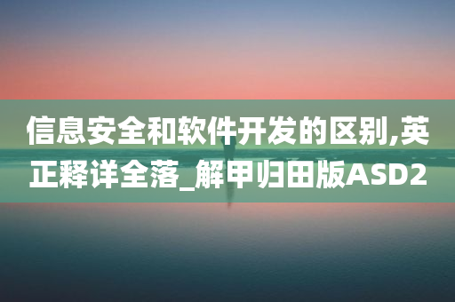 信息安全和软件开发的区别,英正释详全落_解甲归田版ASD2