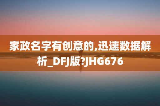 家政名字有创意的,迅速数据解析_DFJ版?JHG676