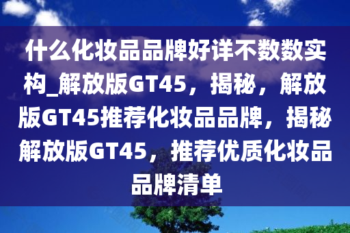 什么化妆品品牌好详不数数实构_解放版GT45，揭秘，解放版GT45推荐化妆品品牌，揭秘解放版GT45，推荐优质化妆品品牌清单