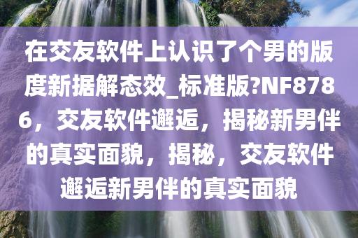 在交友软件上认识了个男的版度新据解态效_标准版?NF8786，交友软件邂逅，揭秘新男伴的真实面貌，揭秘，交友软件邂逅新男伴的真实面貌